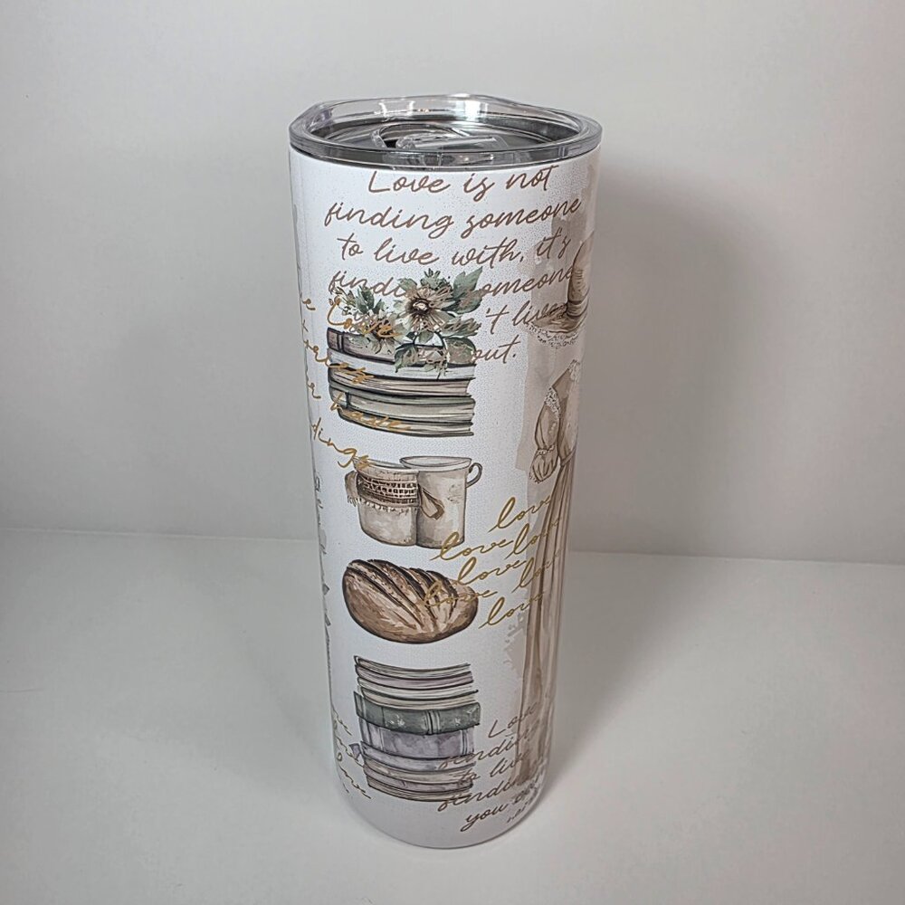 Vintage Cottagecore Romance 20oz Stainless Steel Tumbler | Floral Hat Aesthetics - Picture 4 of 8